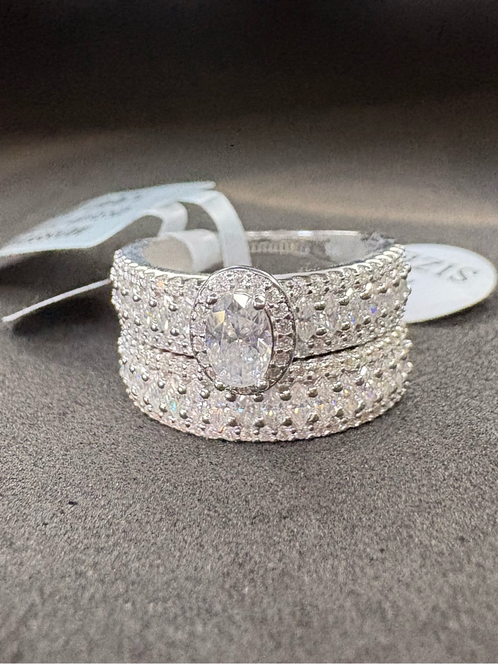 Moissanite 3CTW Sterling Silver Wedding Engagement Ring Set Size 7